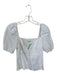Reformation Size 6 White Linen Short Balloon Sleeve Hook & Eye Smocked Back Top White / 6