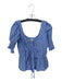 Damson Madder Size 10 Blue & White Cotton Short Balloon Sleeve Striped Top Blue & White / 10
