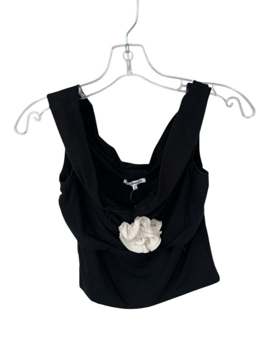 Reformation Size M Black & Cream Lycocell Off Shoulder Flower Application Top Black & Cream / M