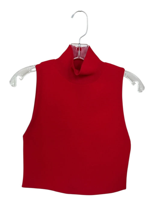 Alice & Olivia Size M Red Viscose Blend Mock Neck Sleeveless Cropped Top Red / M