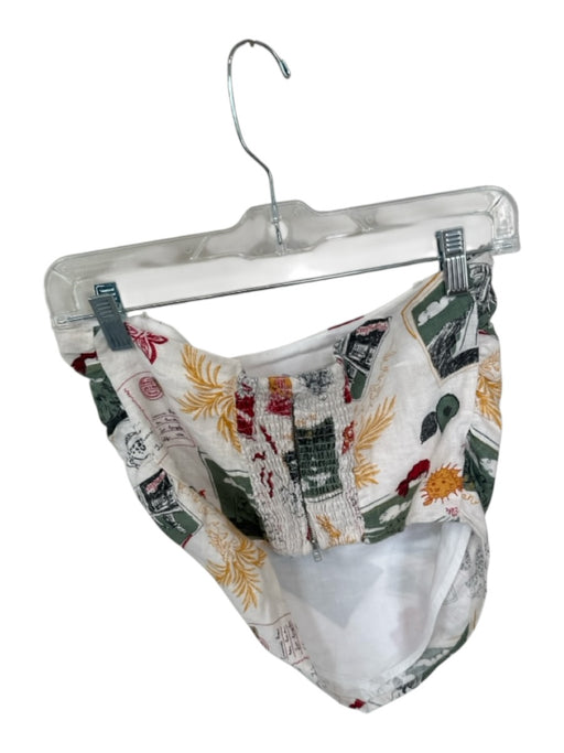 Reformation Size 6 Green & Red Linen Strapless Hawaiian Bandana Cropped Top Green & Red / 6