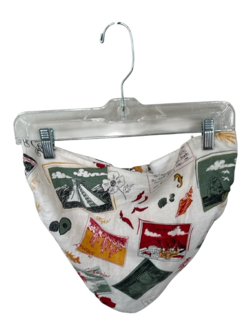 Reformation Size 6 Green & Red Linen Strapless Hawaiian Bandana Cropped Top Green & Red / 6