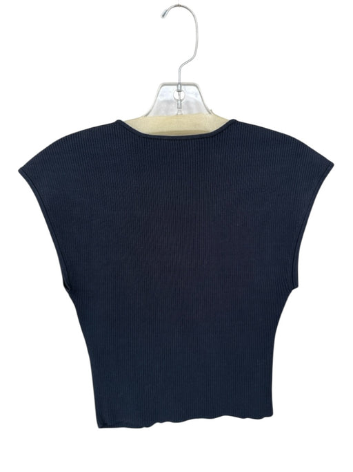 Simkhai Size M Navy Rayon Blend Cap Sleeve Ribbed Sweetheart Neckline Top Navy / M