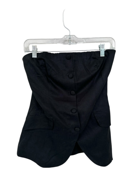 Reformation Size 6 Black Tencel Strapless Side Zip Buttons Top Black / 6