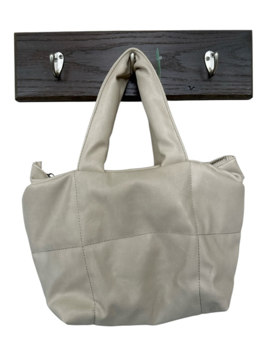 Free People Cream Vegan Leather Top Handles Zip Close Bag Cream / S