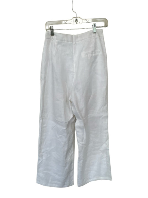 Dissh Size 6 White Linen High Waist Pleated Wide Leg Pants White / 6