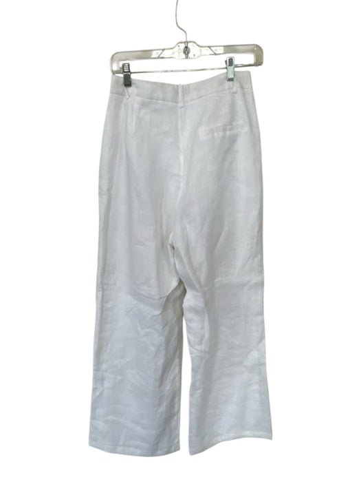 Dissh Size 6 White Linen High Waist Pleated Wide Leg Pants White / 6