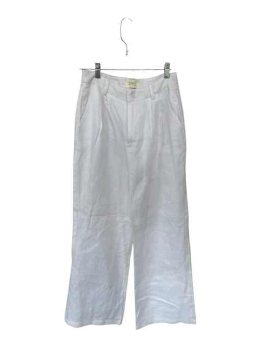 Dissh Size 6 White Linen High Waist Pleated Wide Leg Pants White / 6
