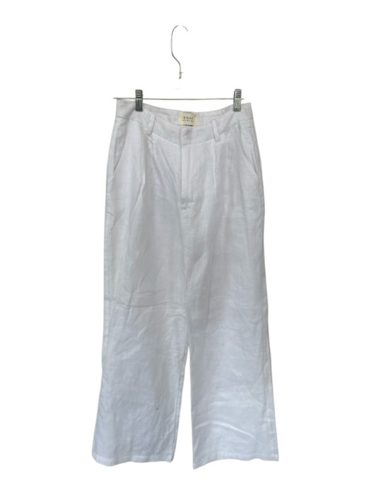 Dissh Size 6 White Linen High Waist Pleated Wide Leg Pants White / 6