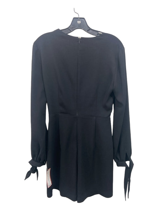 Intermix Size L Black Acetate V Neck Knot Detail Long Sleeve Back Zip Dress Black / L