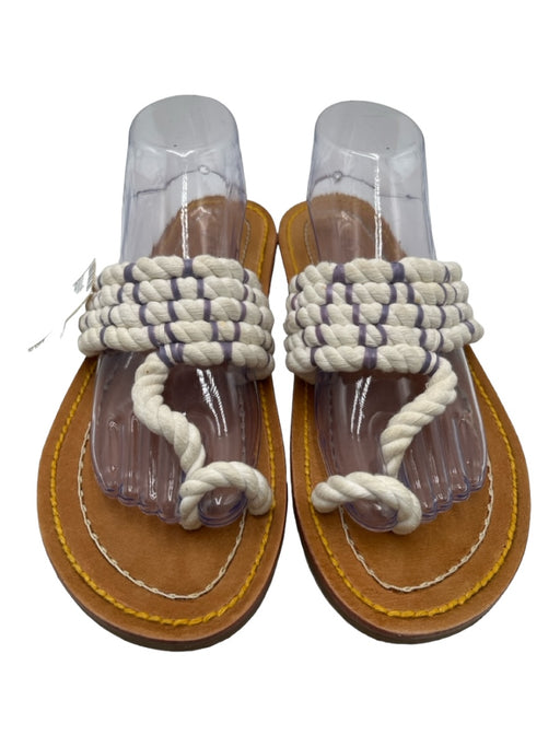 Free People Shoe Size 40 White, Purple & Tan Rope Leather T Strap Sandals White, Purple & Tan / 40