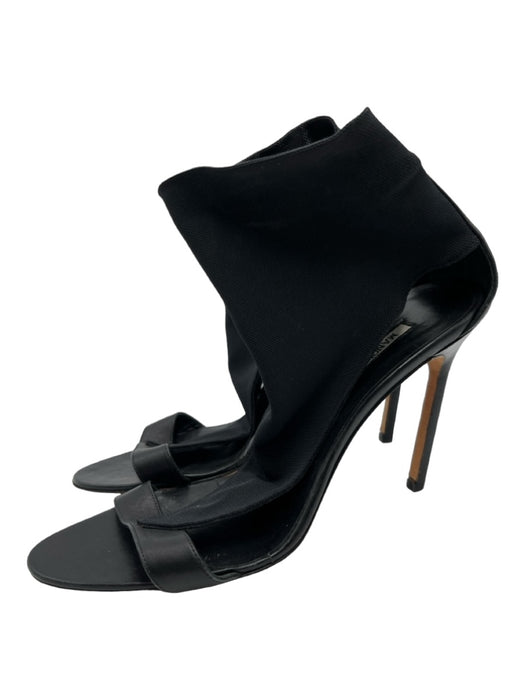 Manolo Blahnik Shoe Size 40 Black Leather Mesh Open Toe Sock Stiletto Pumps Black / 40