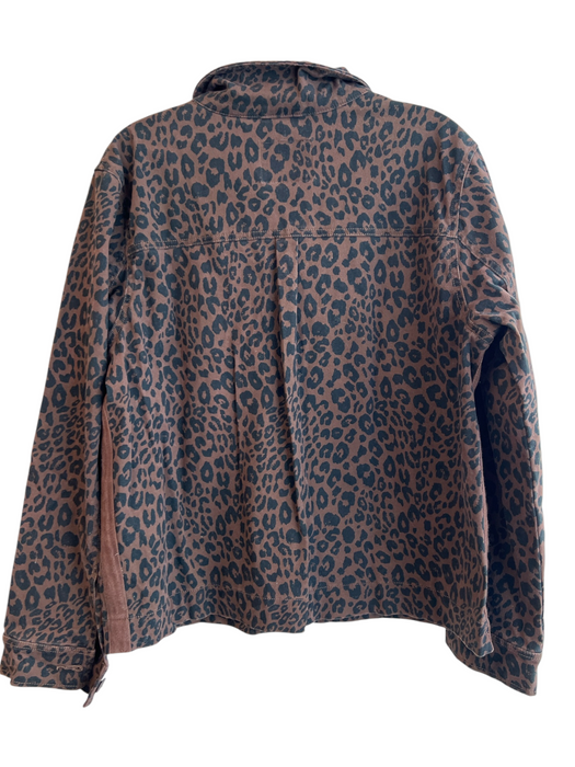Sanctuary Size XL Brown Cotton Collared Button Down Leopard Print Jacket Brown / XL