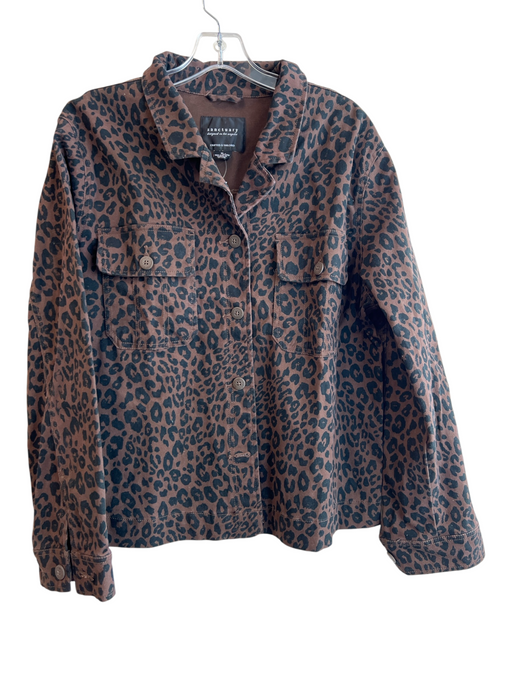 Sanctuary Size XL Brown Cotton Collared Button Down Leopard Print Jacket Brown / XL