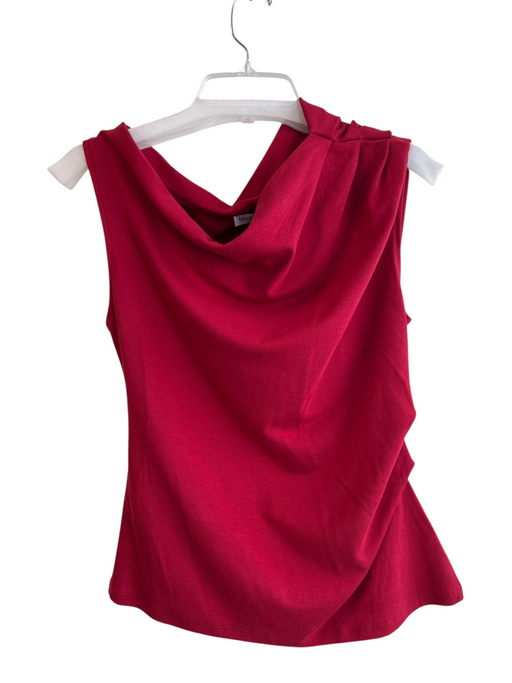 MNG Size L Red Cotton Blend Sleeveless Cowl Neck Gathered Top Red / L