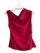 MNG Size L Red Cotton Blend Sleeveless Cowl Neck Gathered Top Red / L