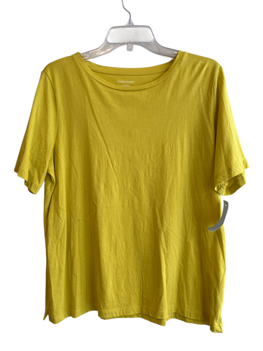 Eileen Fisher Size M Yellow Cotton T Shirt Round Neck Short Sleeve Top Yellow / M