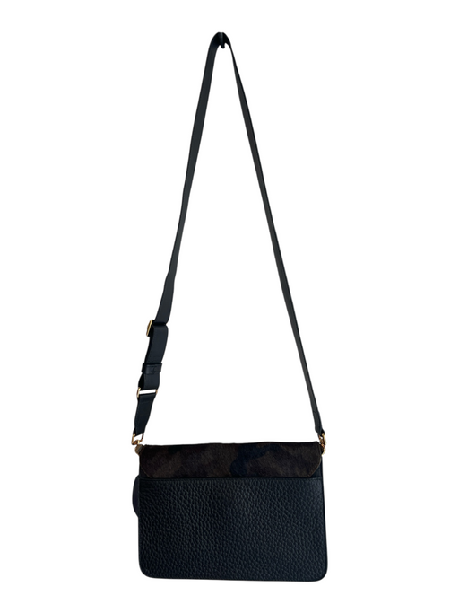 Furla Black Pebble Leather Calf Hair Gold Hardware Crossbody Camo Bag Black / S
