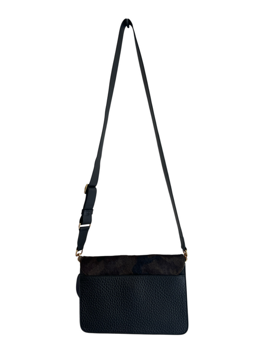 Furla Black Pebble Leather Calf Hair Gold Hardware Crossbody Camo Bag Black / S