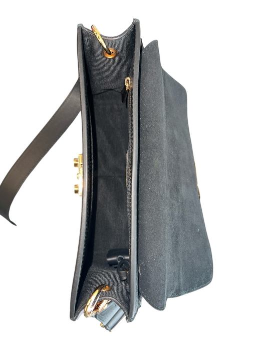 Furla Black Pebble Leather Calf Hair Gold Hardware Crossbody Camo Bag Black / S