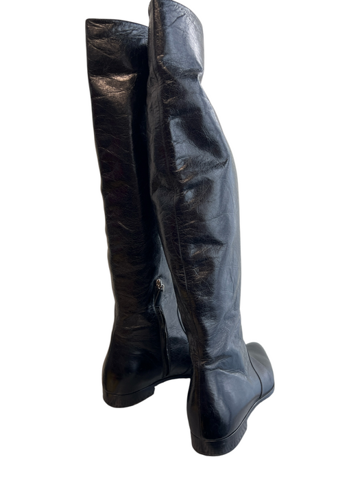 Prada Shoe Size 41 Black Leather Pointed Toe Side Zipper Knee High Boots Black / 41