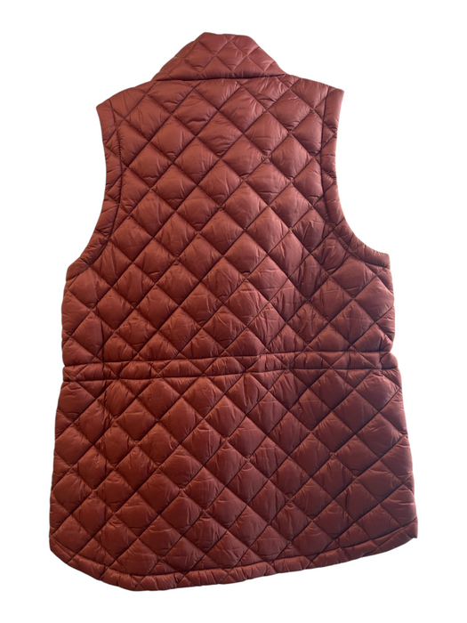 Athleta Size L Brown Nylon High Neck Quilted Zip Front front pocket Vest Brown / L