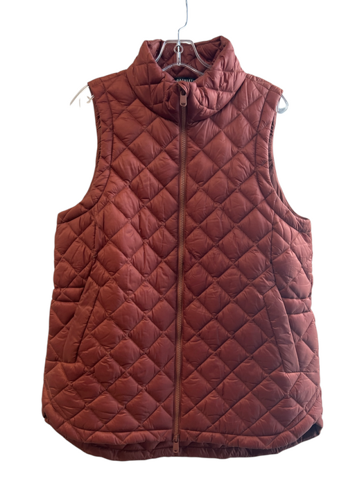Athleta Size L Brown Nylon High Neck Quilted Zip Front front pocket Vest Brown / L