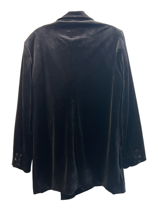 Good American Size L Black Polyester Velvet Long Sleeve Single Button Long Coat Black / L