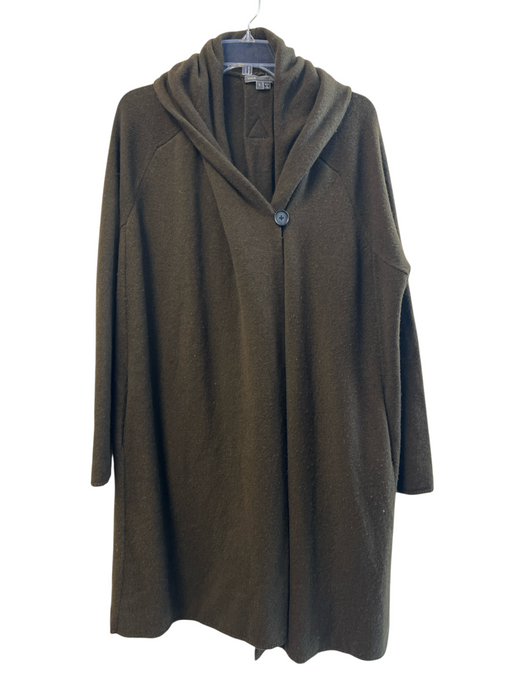 Vince Size L Green Yak & Wool Knit Single Button Long Sleeve Long length Sweater Green / L