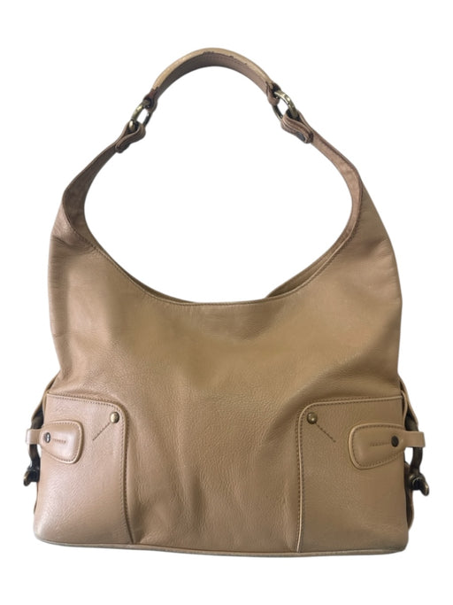 Burberry Beige Leather Magnetic Closure Bronze Hardware one handle Hobo Bag Beige / M