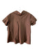 Ann Mashburn Size S Brown Cotton Collar Quarter Button Short Sleeve Top Brown / S