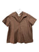 Ann Mashburn Size S Brown Cotton Collar Quarter Button Short Sleeve Top Brown / S