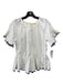 Ann Mashburn Size M/L White & Blue Cotton Ruched Scalloped Edge Short Length Top White & Blue / M/L