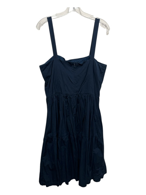Ann Mashburn Size L Navy Blue Cotton Square Neck Tiered Skirt Sleeveless Dress Navy Blue / L