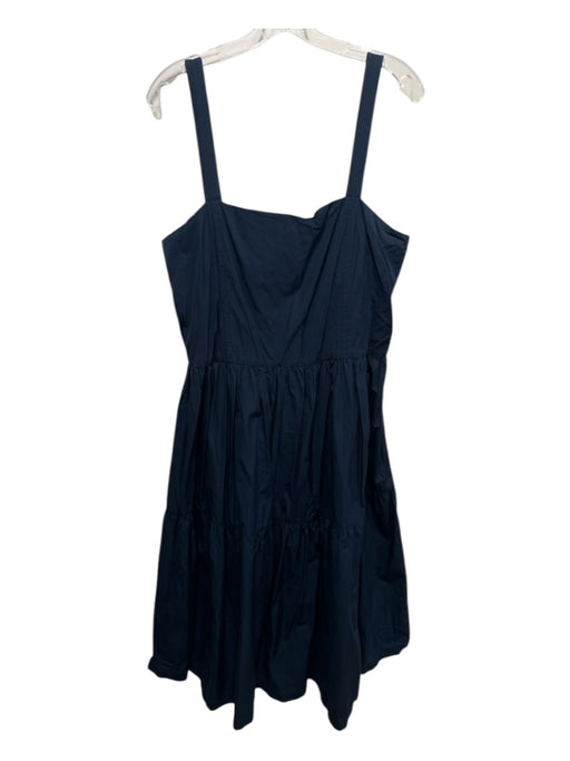 Ann Mashburn Size L Navy Blue Cotton Square Neck Tiered Skirt Sleeveless Dress Navy Blue / L