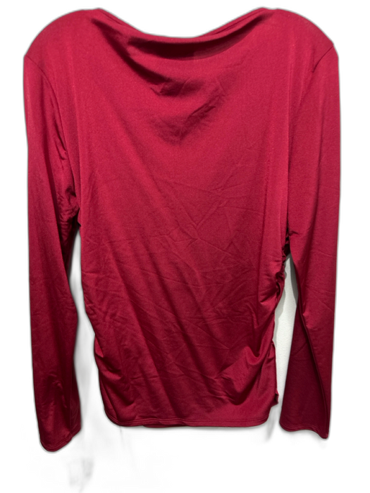 Reformation Size XL Ruby Red Nylon Blend Side Ruching Keyhole Shiny Top Ruby Red / XL