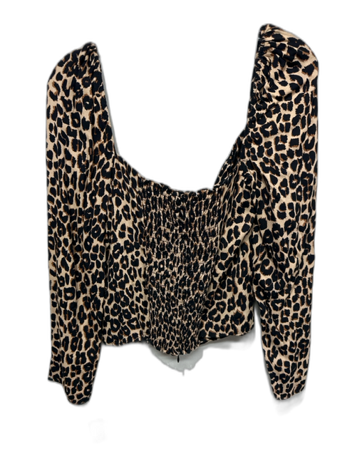 Reformation Size 12 Tan & black Viscose Blend Leopard Print Long Sleeve Top Tan & black / 12