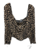 Reformation Size 12 Tan & black Viscose Blend Leopard Print Long Sleeve Top Tan & black / 12