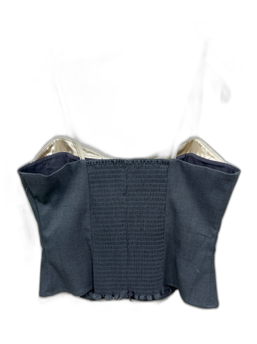 Reformation Size 12 Gray & Cream Polyester Blend Bustier Layered Straps Top Gray & Cream / 12