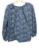 Ann Mashburn Size M Blue & White Cotton Long Sleeve Abstract Print V Neck Top Blue & White / M