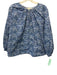 Ann Mashburn Size M Blue & White Cotton Long Sleeve Abstract Print V Neck Top Blue & White / M