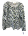 Ann Mashburn Size L Green, Blue & White Cotton Long Sleeve Floral Print Boxy Top Green, Blue & White / L