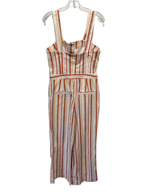 Maeve Size 14 Orange, Yellow & Cream Cotton Vertical Stripes Straight Jumpsuit Orange, Yellow & Cream / 14