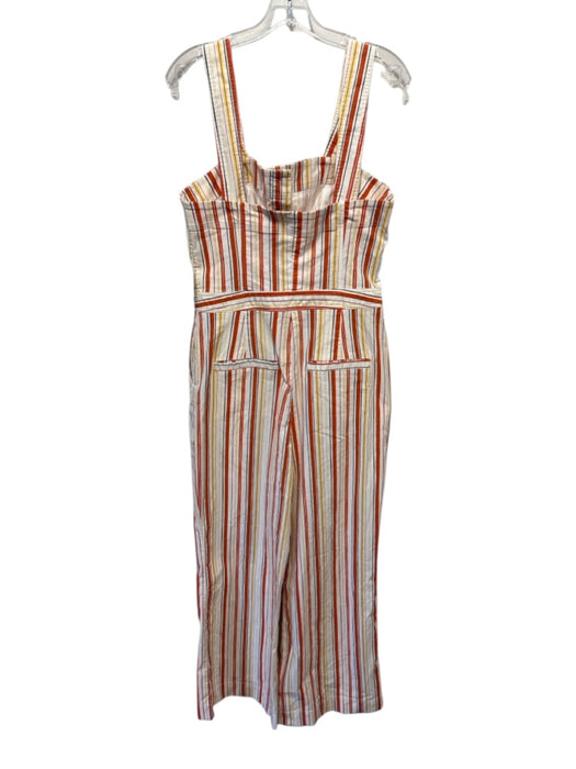 Maeve Size 14 Orange, Yellow & Cream Cotton Vertical Stripes Straight Jumpsuit Orange, Yellow & Cream / 14