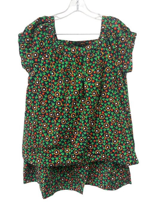Ann Mashburn Size L Green, Red & Multi Cotton Elastic neck Floral Skirt Set Green, Red & Multi / L