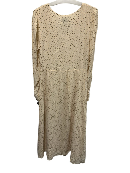 Reformation Size 12 Cream & Black Viscose Polka Dot Button Detail Midi Dress Cream & Black / 12