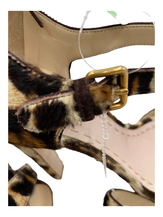 Miu Miu Shoe Size 41 Brown & Beige Pony Hair Criss Cross Leopard Sandals Brown & Beige / 41