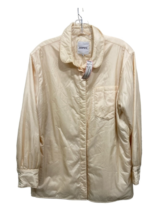 Aspesi Size M Cream White Nylon Collar Snap Closure Interior Pocket Jacket Cream White / M