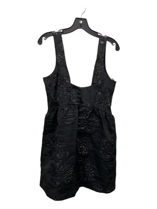 Maeve Size 12 Black Polyester Blend Square Neck Sleeveless Textured Dress Black / 12
