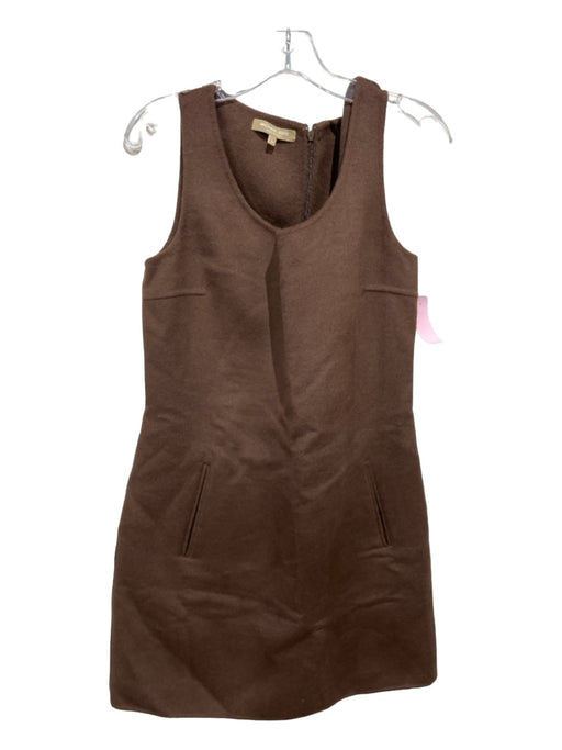 Michael Kors Size 12 Brown Wool Blend Round Neck Sleeveless Above the knee Dress Brown / 12